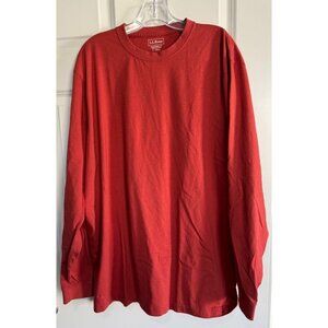 L.L. Bean Men's Carefree Unshrinkable Tee Shirt Long Sleeve Rust Orange L Tall